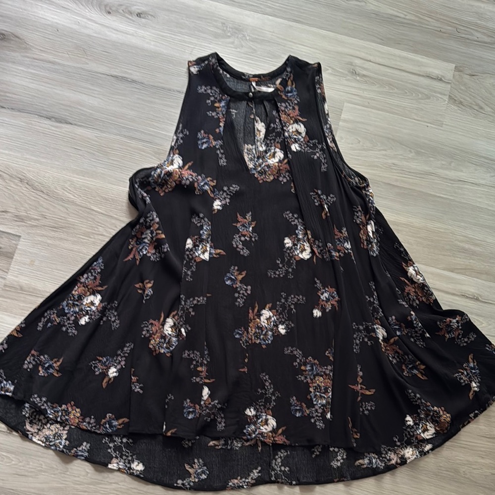 Free People Tree Black Floral Swing Dress